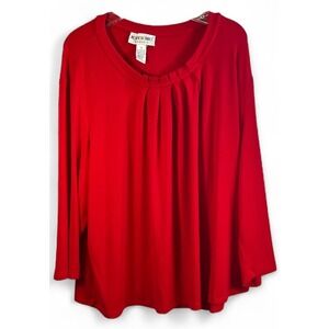 Brownstone Studio Women's Red‎ Sweater Plus Size 3X Accordion Pleats Date Office